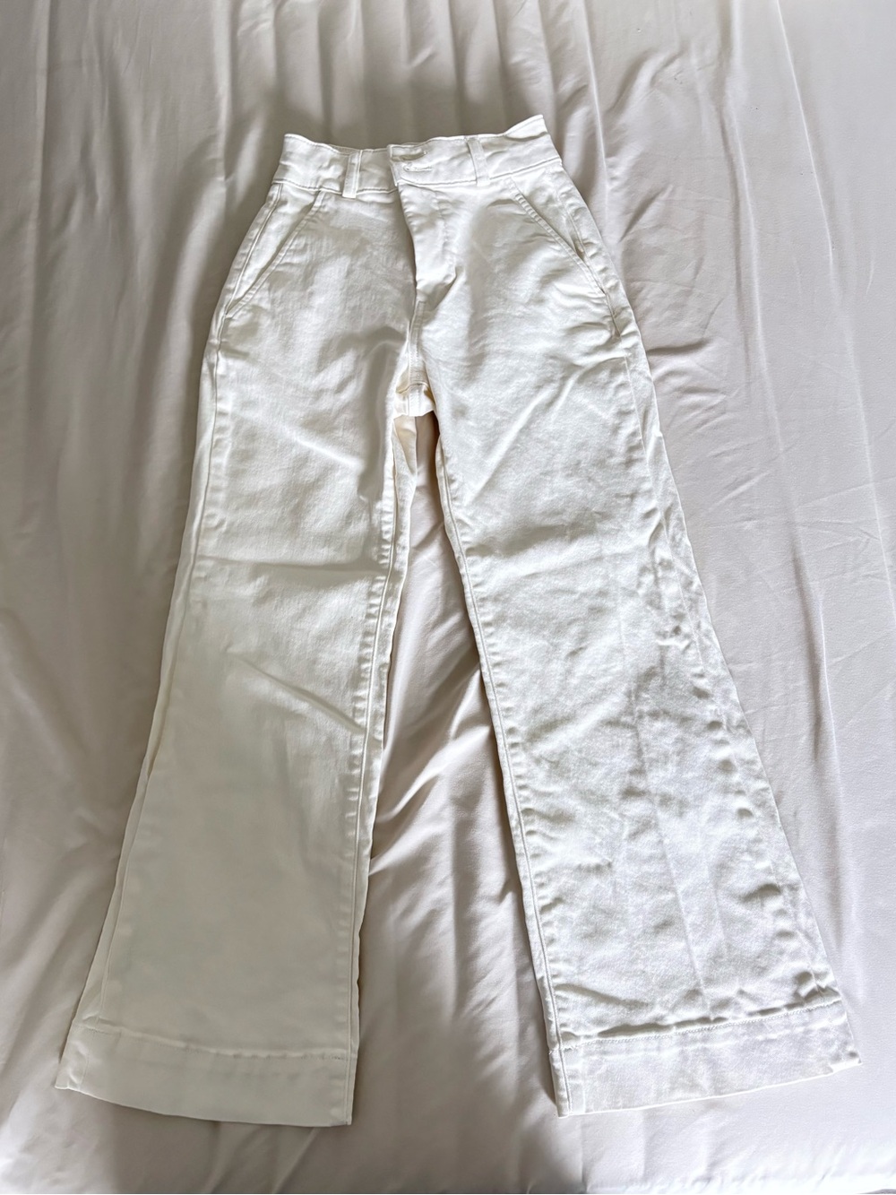 Everlane White Flare Straight High-Rise Jeans